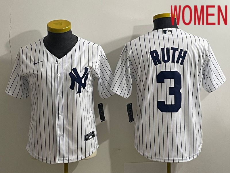 Women New York Yankees #3 Ruth White Nike Game MLB Jersey